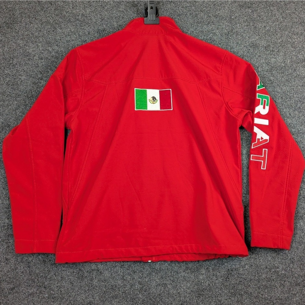 Ariat AriatTEK Mens Large Red Softshell Jacket Mexico Flag Logo Full Zip